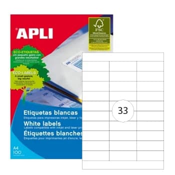 Apli Etiquetas Adesivas A4 70x25.4mm 100 Fls