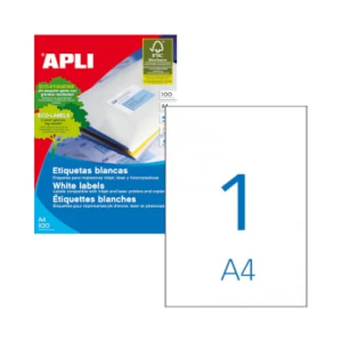 Apli Etiquetas Adesivas 210x297mm 100 Fls A4 - 01281