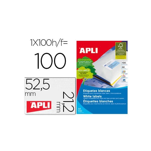 Apli 5600 Etiquetas Adesivas (100 Fls A4) 52,5x21,2mm 100 Fls - 01284