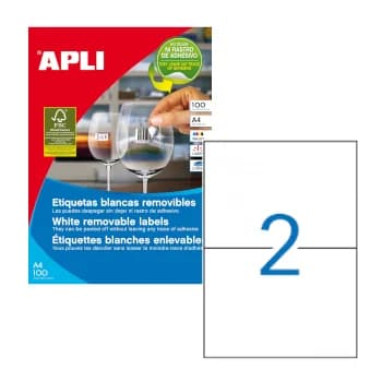 Apli Etiquetas Removíveis 100 Fls A4 210x148 200 uds.