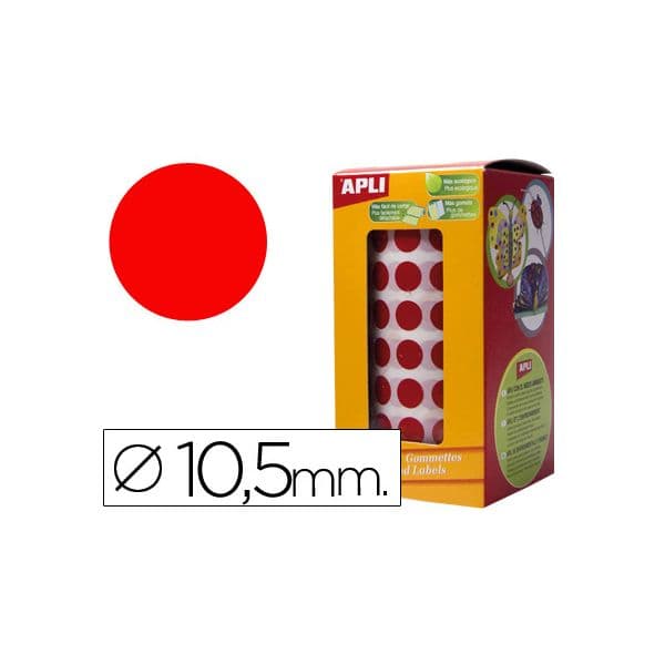 Apli Rolo Etiquetas Adesivas Circulares 10.5mm Vermelho - 4853