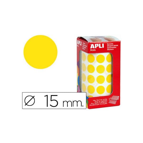 Apli Rolo Etiquetas Adesivas Redondas 15mm Amarelo