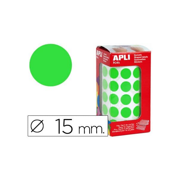 Apli Rolo Etiquetas Adesivas Redondas 15mm Verde
