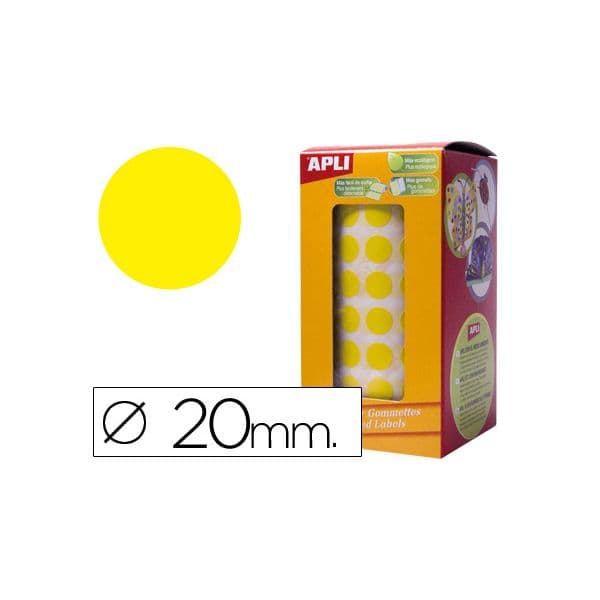 Apli Rolo Etiquetas Adesivas Circulares 20mm Amarelo - 4859