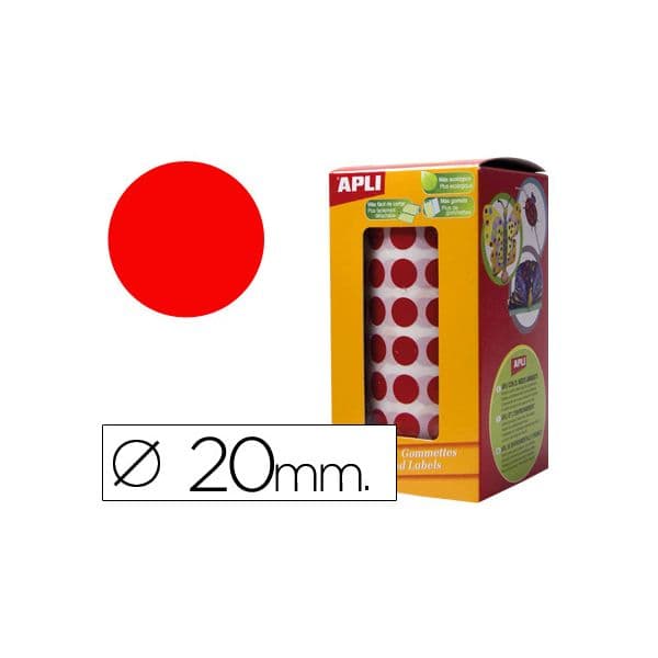Apli Rolo Etiquetas Adesivas Circulares 20mm Vermelho - 4861