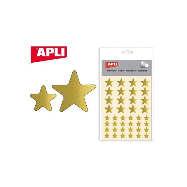 Apli Etiquetas Adesivas Estrelas 3 Fls Gold - 11805