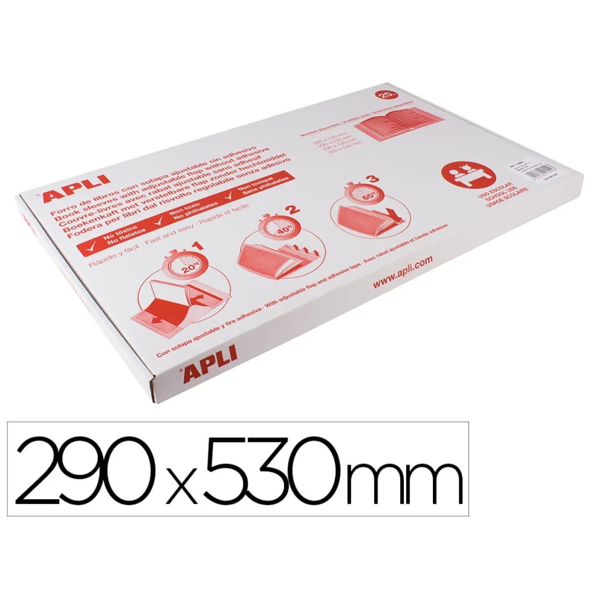 Apli Forra Livros PVC Aba Ajustável Adesivo 296x530mm 130mic 25 Un.