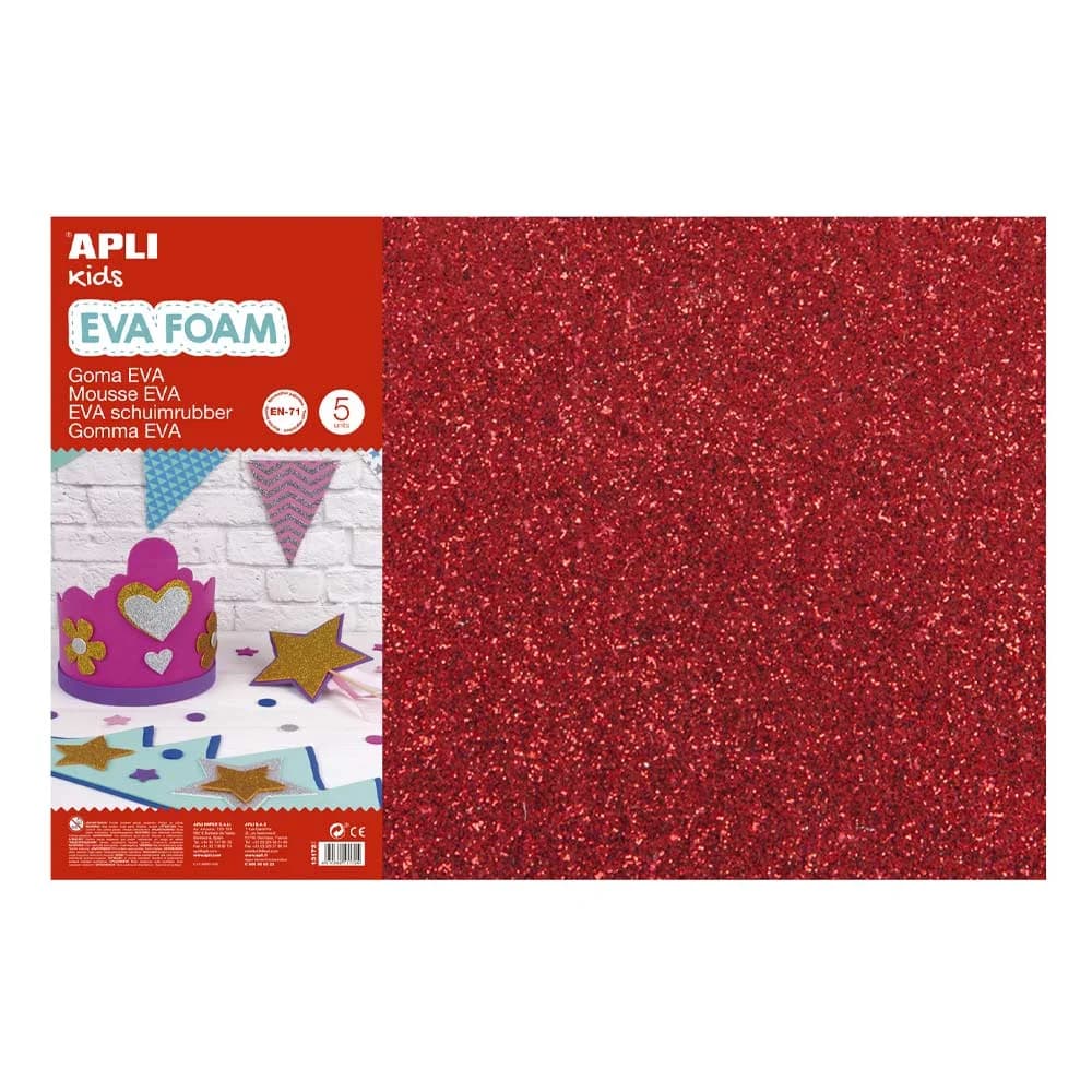 Apli Folha Eva Vermelho Purpurinas 400x600x2mm 3 Un. - 13172