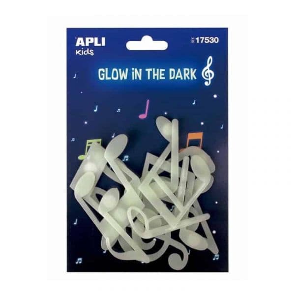 Apli 12 Adesivos Notas Musicais Luminescentes