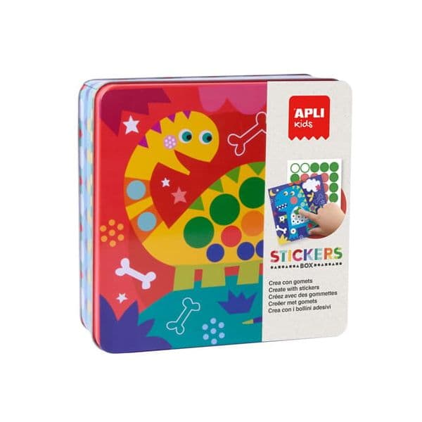 APLI Jogo Autocolantes Dinossauros Cx Metal 8 Folhas