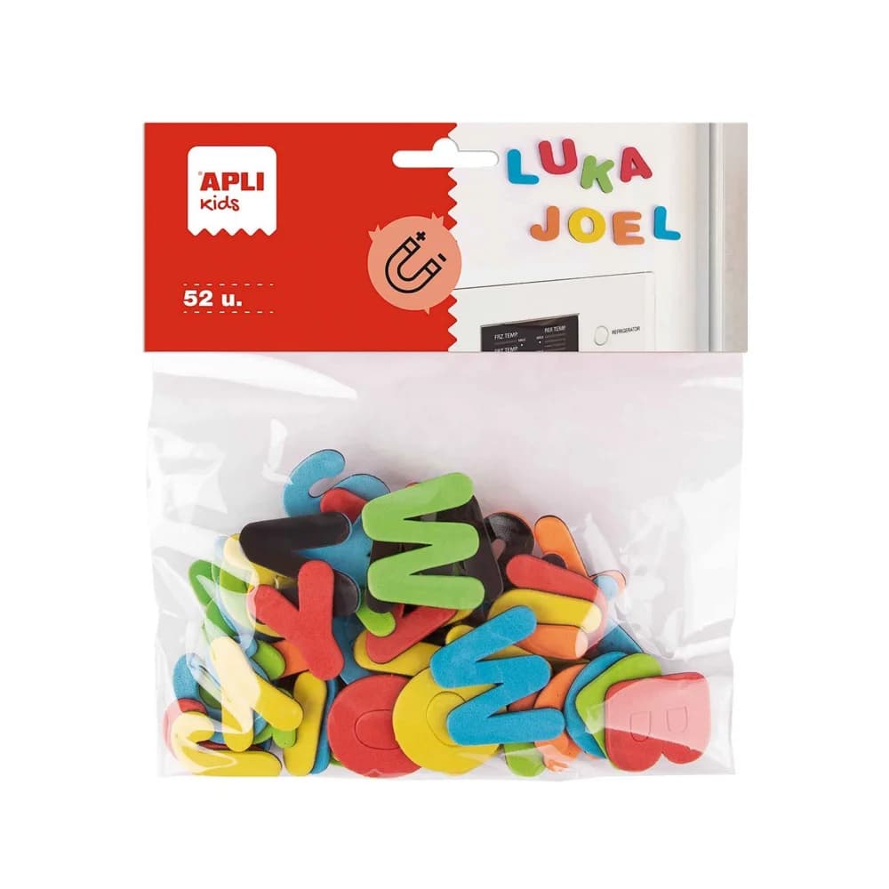 Apli Letras Magnéticas Goma Eva 3x3cm Cores Sortidas 52 Unidades