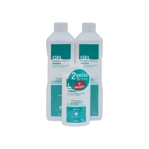 Inibsa Pack 2 Gel Dermatológico Corporal + Presente de Viagem 2x1000 ml + 200ml