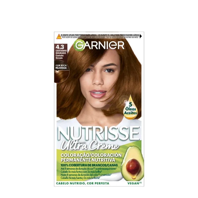 Garnier Nutrisse Creme Coloração Tom 4.3 Castanho Dourado