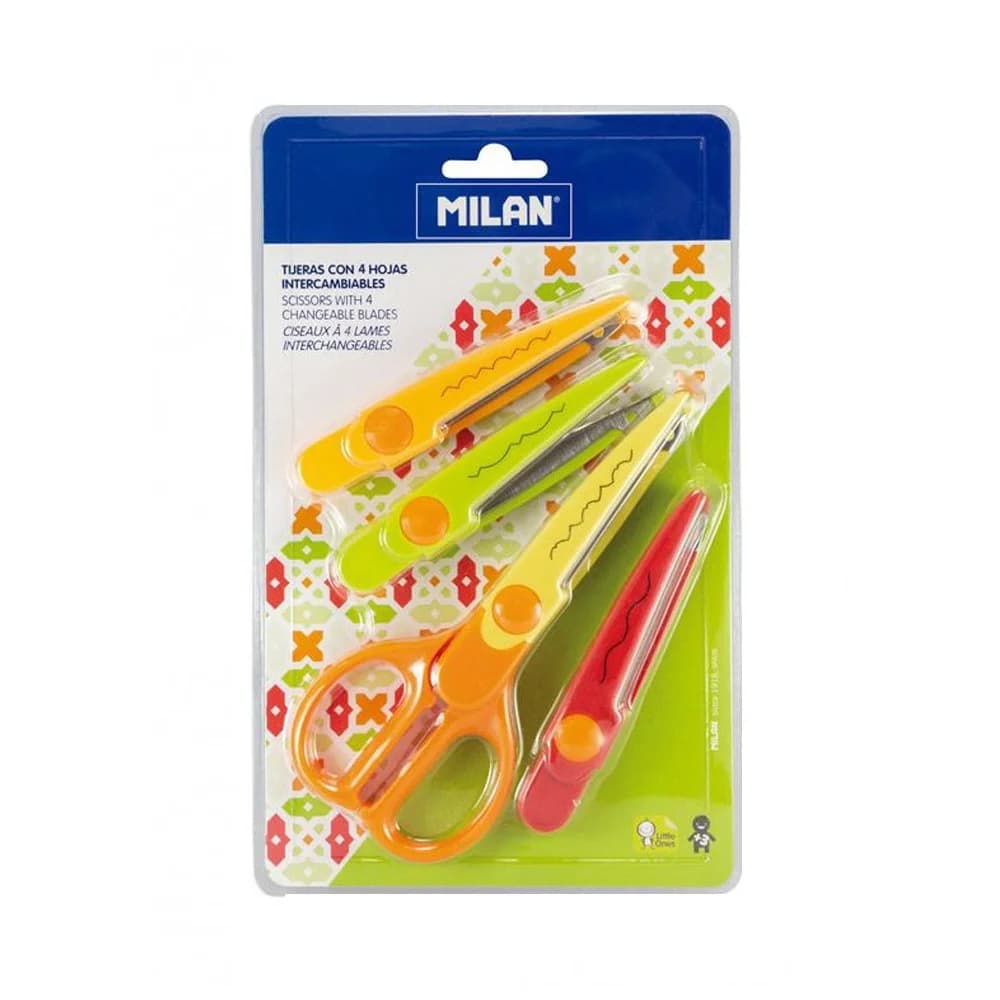 Tesoura Zig Zag c/ 4 Laminas Milan Blister –