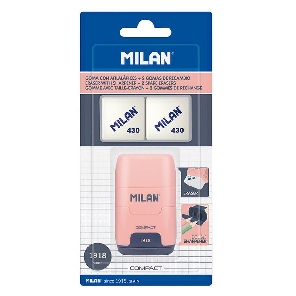 Milan Afia Compact Série 1918 Rosa + 2 Borrachas de Recarga
