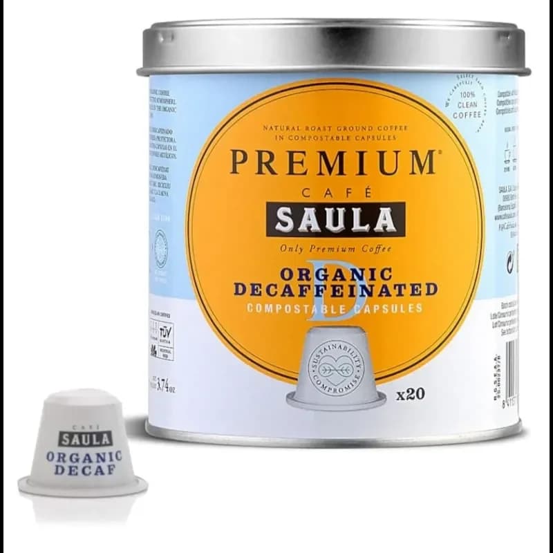 SAULA Café Descafeinado Orgânico Compostável - 20 Cápsulas