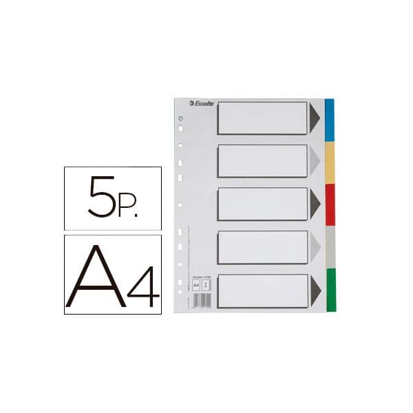Esselte 5 un. Separadores Din A4 Plástico Coloridos - 11709