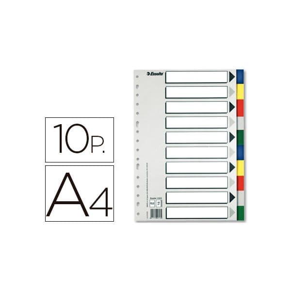 Esselte 10 Un. Separadores Din A4 75474 c/ 5 Cores - 75474