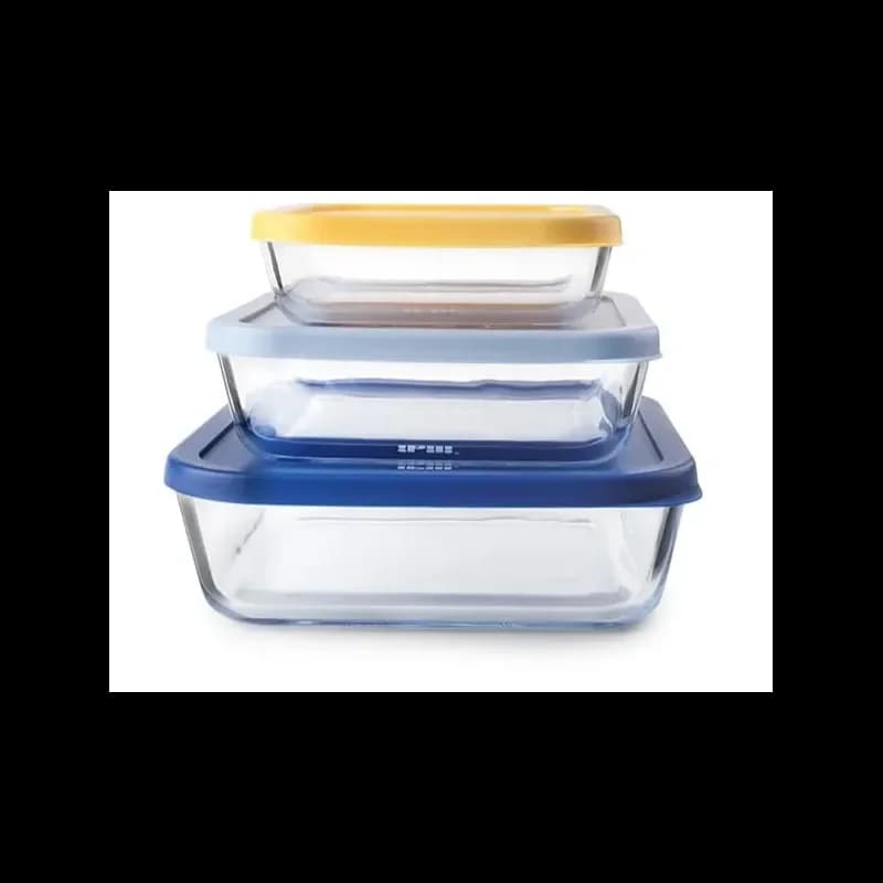 Ibili Conjunto de 3 Tuppers Quadrados Borosilicato