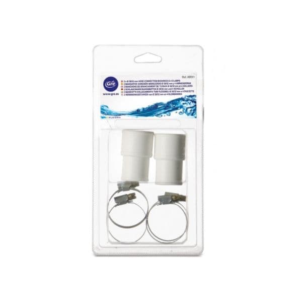 Gre Kit 2 Mangueira Conectores Junção Ø 38 mm + 4 Pinças
