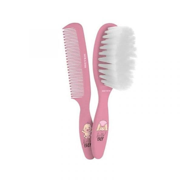 Beter 2 Peças Escova e Pente p/ Bébé Cor-de-Rosa