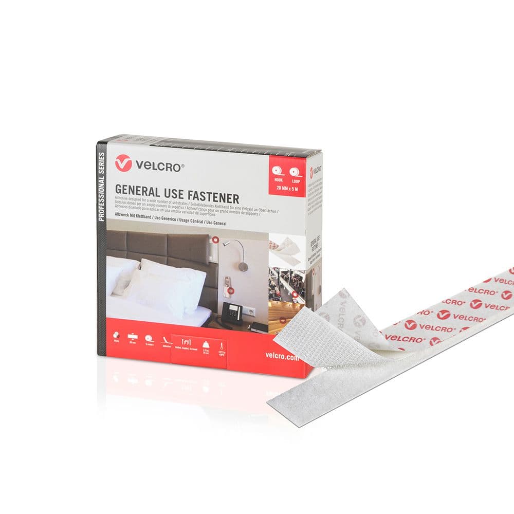 Velcro Fita Adesiva Dupla Face Velcro Gancho e Laço Branca 20mm x 5m