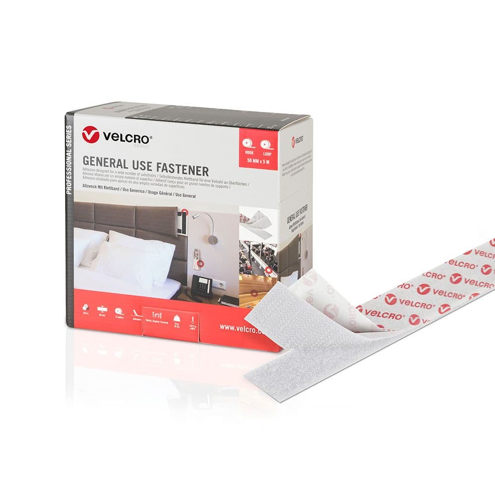 Velcro Fita Adesiva Dupla Face Gancho e Laço Branca 50mm x 5m