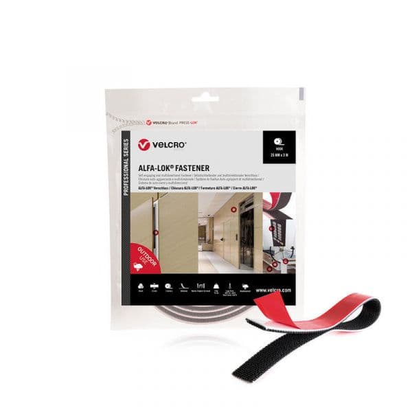 Velcro Fita Gancho Linear Alfa-Lok 25mm x 3m Preto