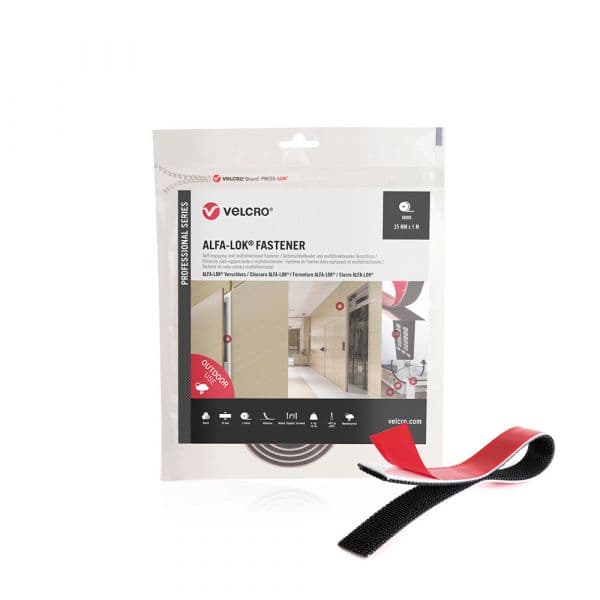 Velcro ALFA-LOK Fita de Gancho Linear 25mm x 1m Preta