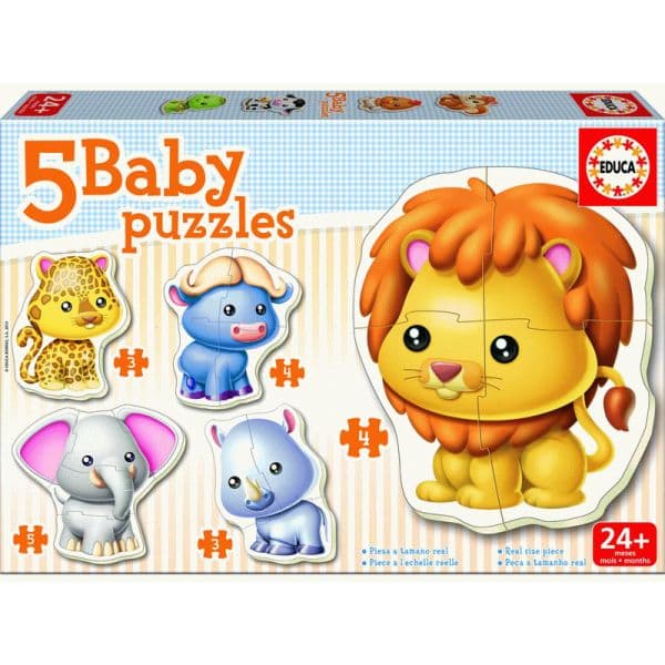 Educa 5 Baby Puzzles - Animais Selvagens - 14197