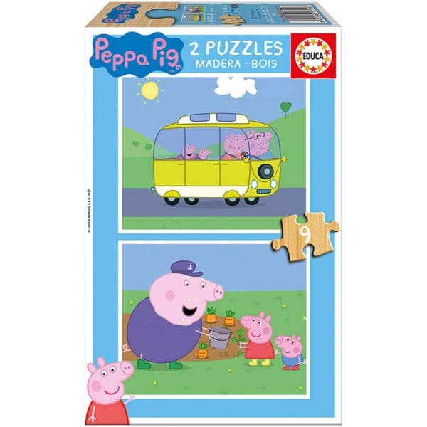 Puzzle Madeira 2 em 1 Peppa 9 Peças - 55835
