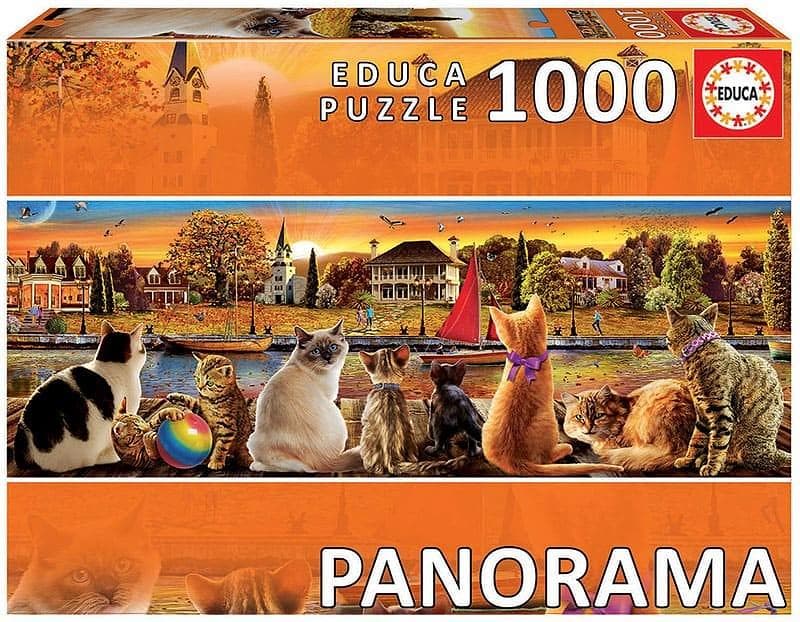 Educa Puzzle Panorâmico - 18001- Gatos no Cais - 1000 peças - 18001