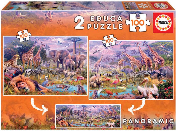 Educa Puzzle Junior 2x100 Animais Selvagens - 18606
