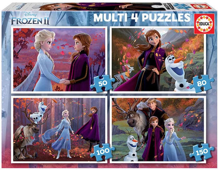 Educa Borrás Multi 4 Puzzles 50-80-100-150 Peças Frozen II