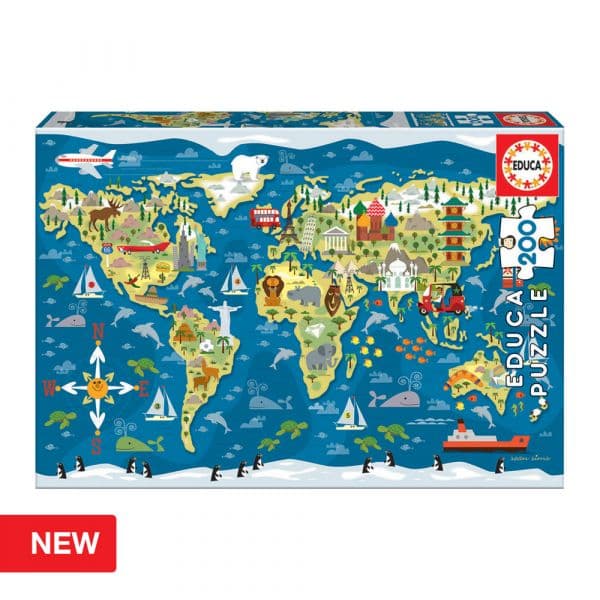 Educa Puzzle Junior 200 Peças Mapa-Múndi - ED19292