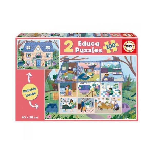 Educa Puzzle 2x100 Peças, Interior/exterior Casa - 19957