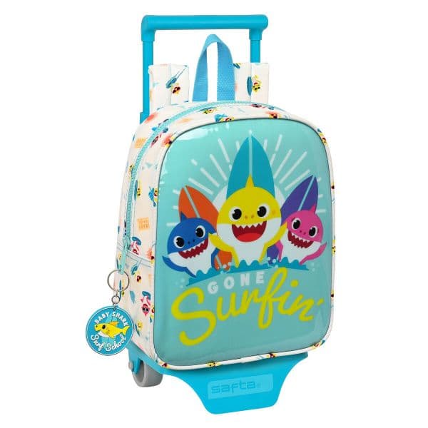 Baby Shark Mochila com Rodas Surfing 22 x 27 x 10 cm / 6L Azul Branco