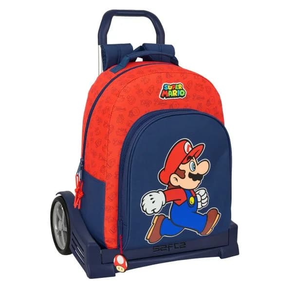 Safta Mochila Super Mario Trick Evolution Trolley 32 x 42 x 15 cm / 15 L Vermelho Azul Escuro Multicolor