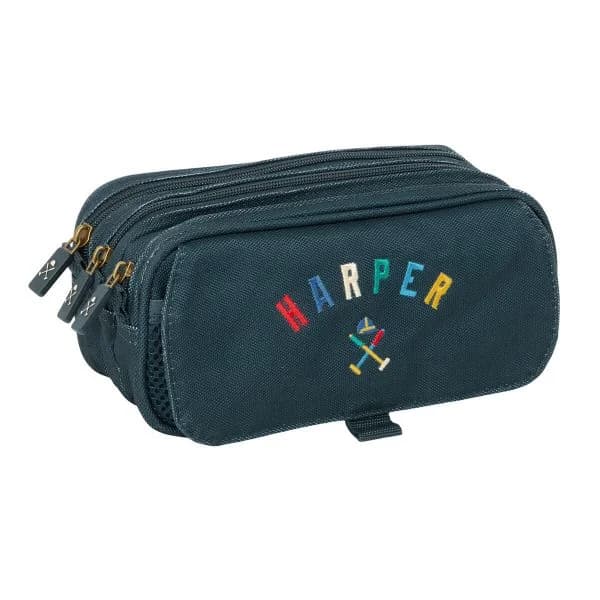Safta Harper & Neyer Big Estojo Triplo Azul Marinho