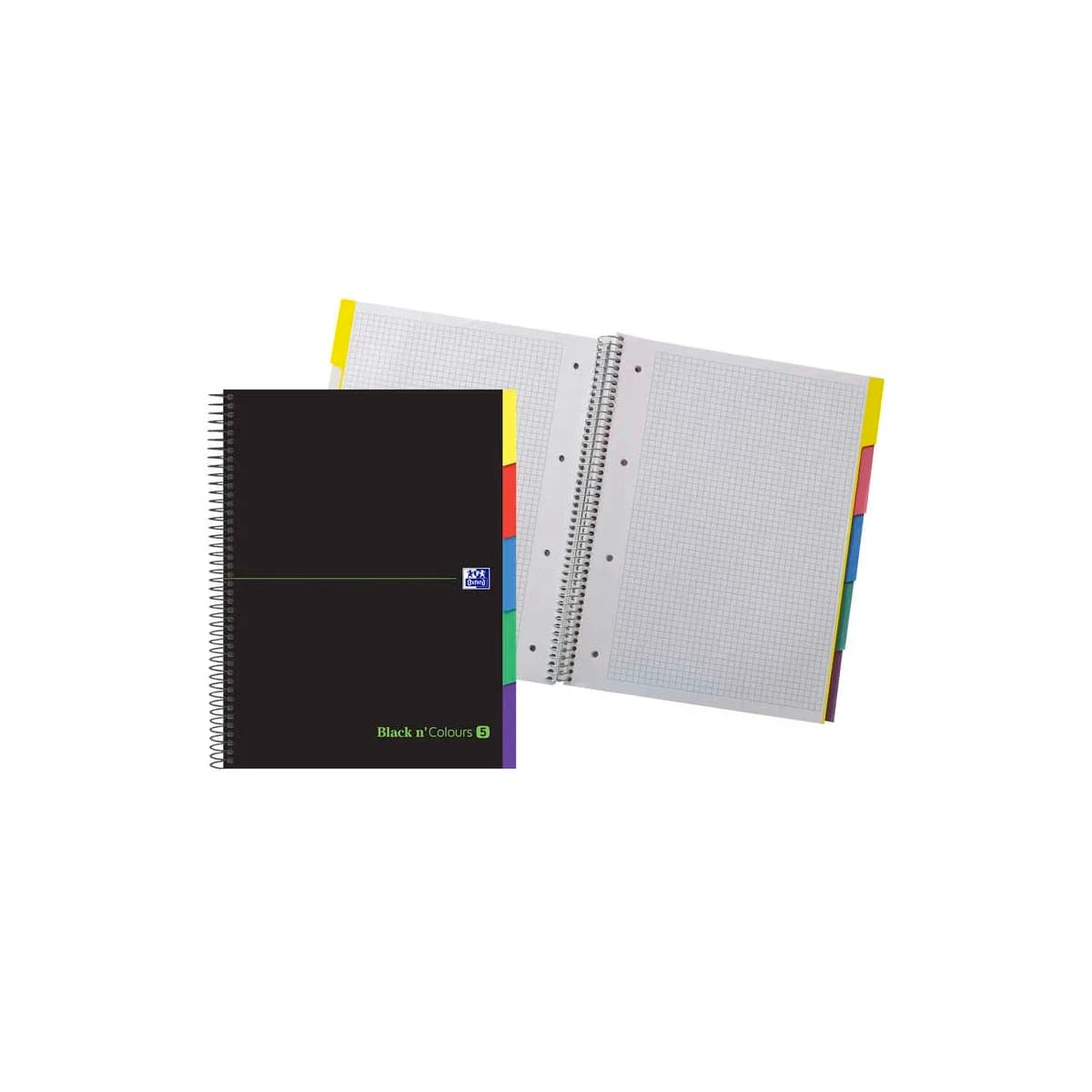 Oxford Caderno Quadriculado A4+ Espiral 100 Folhas Preto/Verde