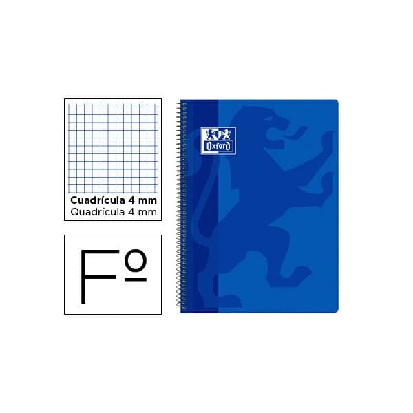 Oxford Caderno Espiral School Classic Capa Polipropileno 80 Fls Quadriculadas 4 mm Margem Azul Marinho