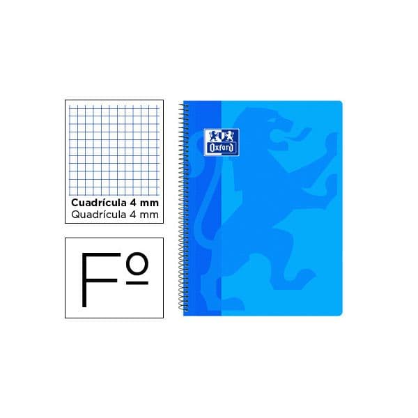 Oxford Caderno Espiral School Classic Capa Polipropileno 80 Fls Quadriculadas 4 mm Margem Azul Turquesa