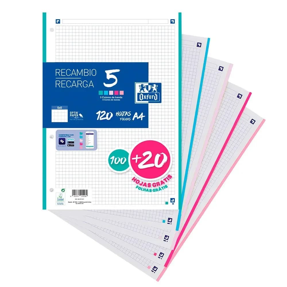 Oxford Caderno Quadriculado A4 Espiral 120 Folhas Cores Pastel