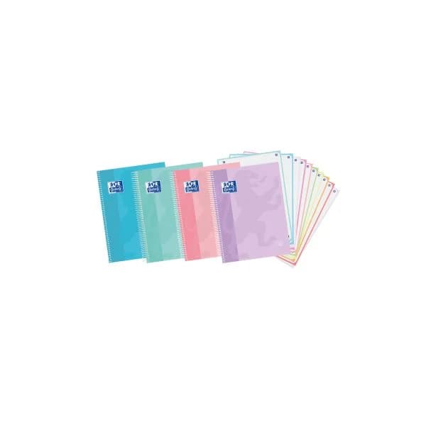 Oxford Caderno Quadriculado A4+ Espiral 150 Folhas Sortido 5 Unidades