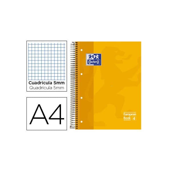 Oxford Caderno Espiral 80 Fls A4 Quadriculado Amarelo 1 Un.