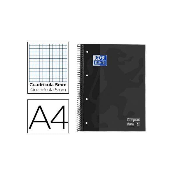 Oxford Caderno A4 Classic EuropeanBook Quadriculado 80Fls Preto 1 Un.
