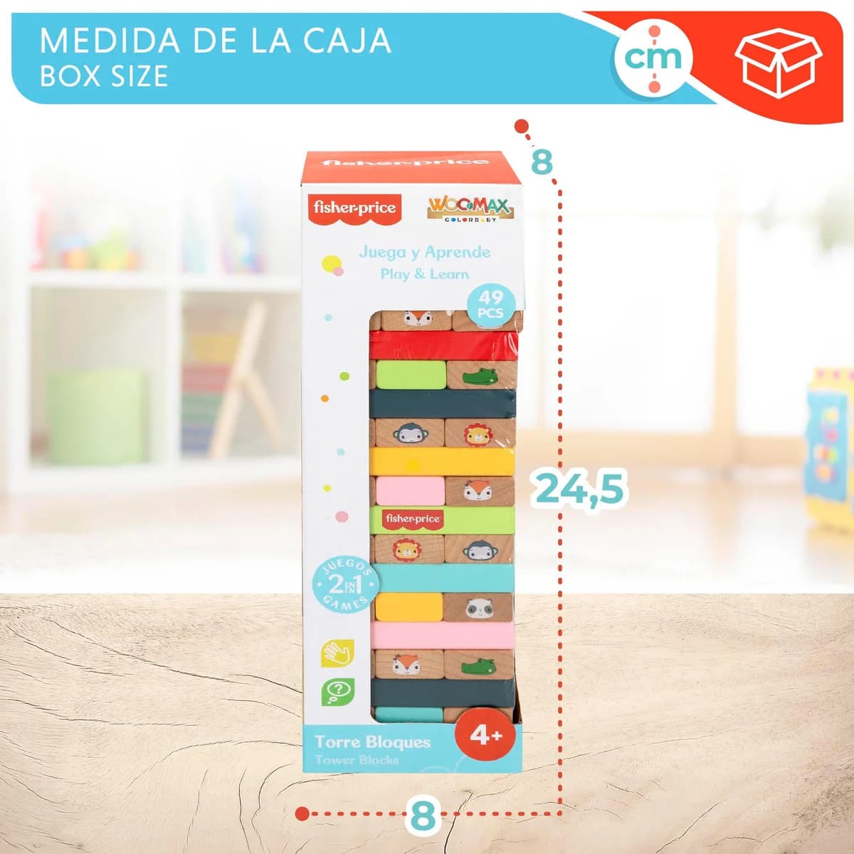 FISHER PRICE Torre de Blocos de Madeira e Animais