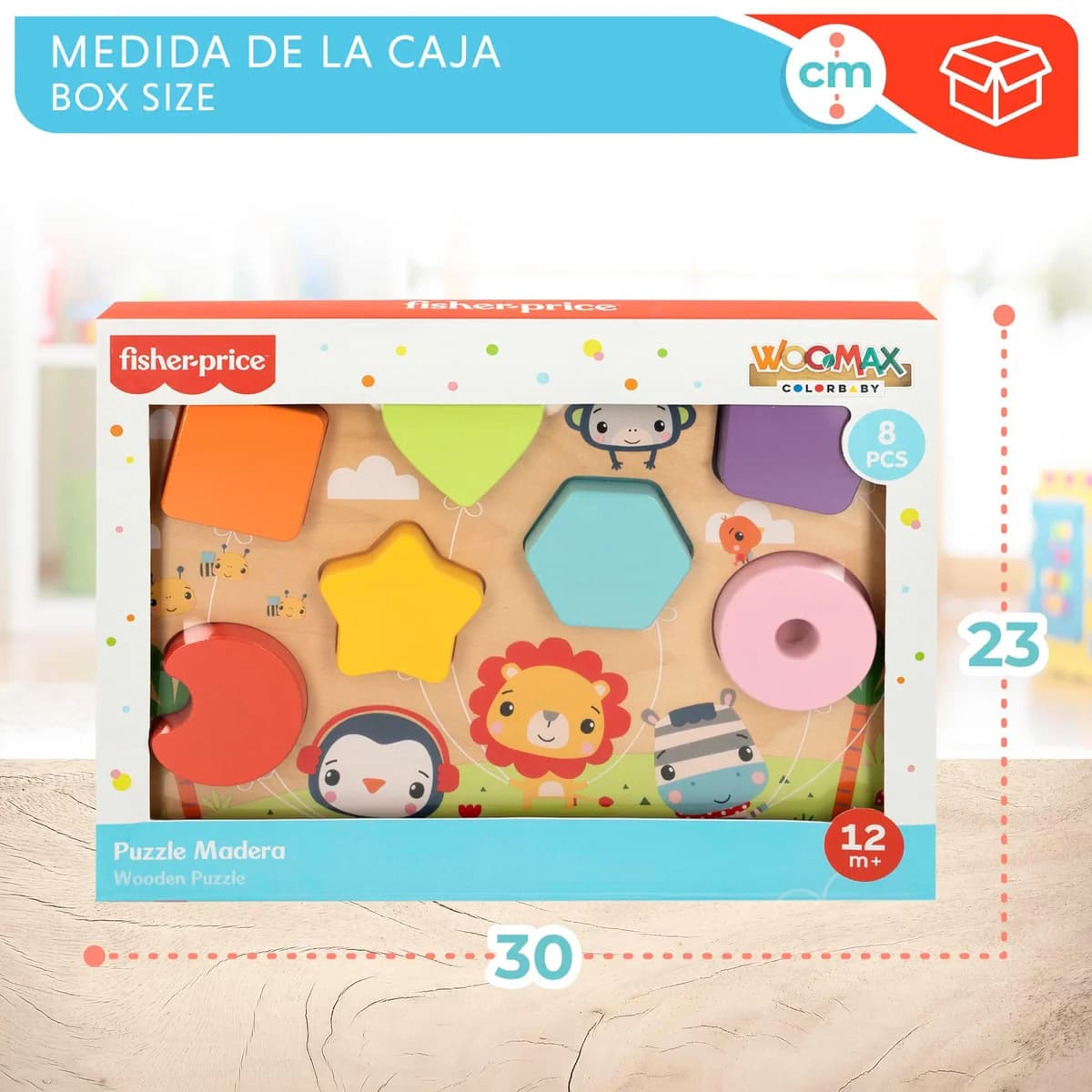FISHER PRICE Puzle Formas e Cores Madeira +12M
