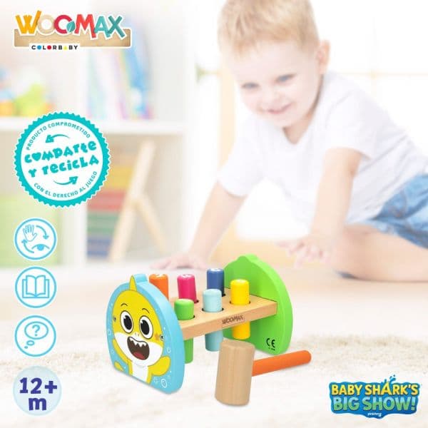 Woomax Baby Shark Jogo do Martelo em Madeira 1+