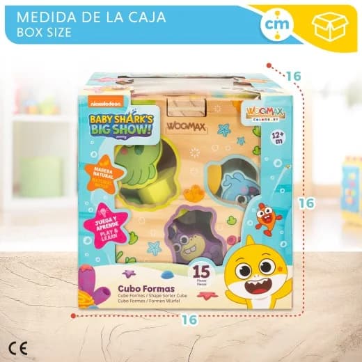 WOOMAX - Baby Shark Cubo Formas em Madeira